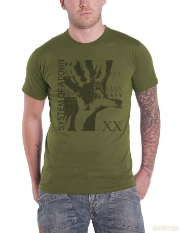 System Of A Down: Unisex T-Shirt: Intoxicated (Military Green) (Medium)