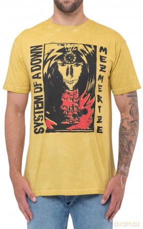 System Of A Down: Unisex T-Shirt: Reflections (Mustard Yellow Mineral Wash) (Wash Collection) (X-Large)