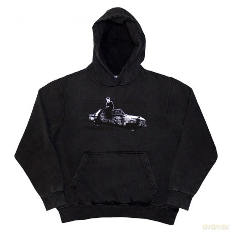 1975 - The: The 1975 Unisex Stone Wash Pullover Hoodie: Car Photo (Charcoal Grey) (Medium)