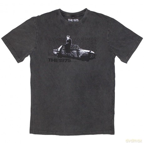 1975 - The: The 1975 Unisex Stone Wash T-Shirt: Car Photo (Charcoal Grey) (Small)
