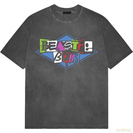 Beastie Boys - The: The Beastie Boys Unisex Stone Wash T-Shirt: Multicolour Logo (Charcoal Grey) (Medium)