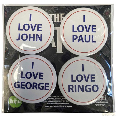The Beatles: Button Badge Pack: I Love 4 Pack Large