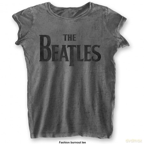 The Beatles: Ladies Burnout T-Shirt: Drop T Logo (Charcoal Grey) (XX-Large)