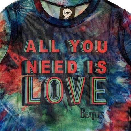 The Beatles: Ladies Crop Top: All You Need Is Love (Blue) (Mesh) (X-Small)
