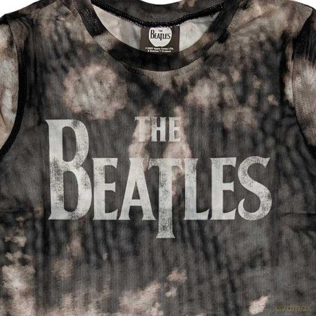 The Beatles: Ladies Crop Top: Drop T Logo (Black) (Mesh) (Small)