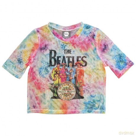 The Beatles: Ladies Crop Top: Sgt Pepper (White) (Mesh) (Medium)