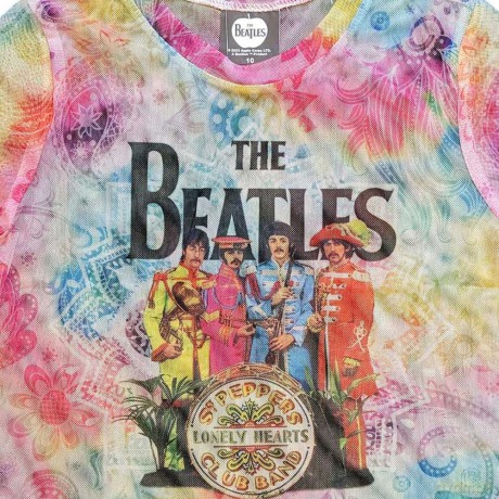 The Beatles: Ladies Crop Top: Sgt Pepper (White) (Mesh) (Small)