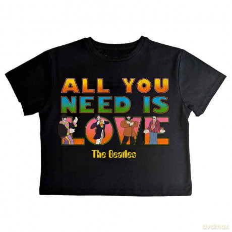 The Beatles: Ladies Crop Top: Yellow Submarine AYNIL Stacked (Black) (Large)