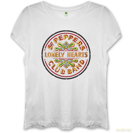 The Beatles: Ladies Fashion Tee: Sgt Pepper with Skinny Fitting (Large)