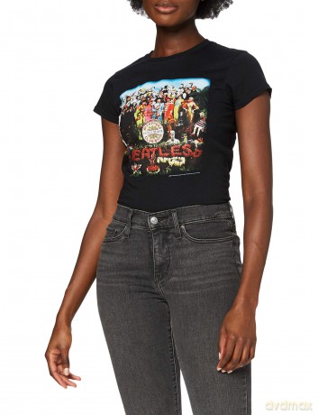 The Beatles: Ladies Premium Tee: Sgt Pepper with Back Printing (Small)