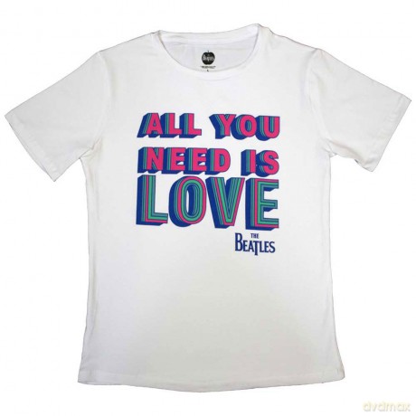 The Beatles: Ladies T-Shirt: All You Need Is Love (White) (Small)