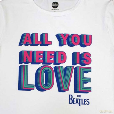The Beatles: Ladies T-Shirt: All You Need Is Love (White) (Small)