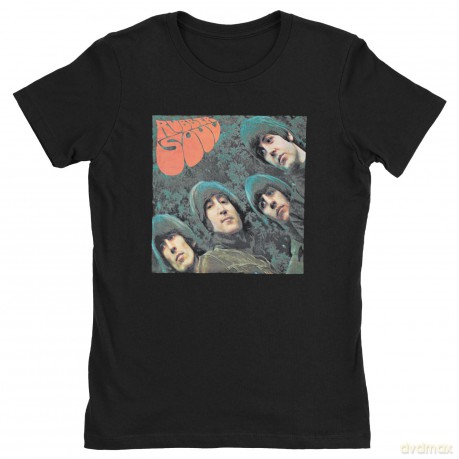 The Beatles: Ladies T-Shirt: Rubber Soul Album Cover (Black) (X-Large)