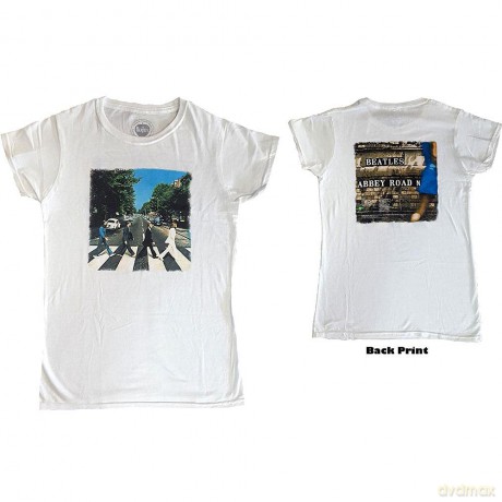 The Beatles: Ladies T-Shirt: Vintage Abbey Road (White) (Back Print) (XX-Large)