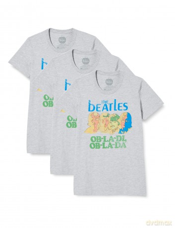The Beatles: Ladies T-Shirt: Vintage Ob La Di (Grey) (Back Print) (Medium)