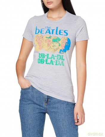The Beatles: Ladies T-Shirt: Vintage Ob La Di (Grey) (Back Print) (Small)