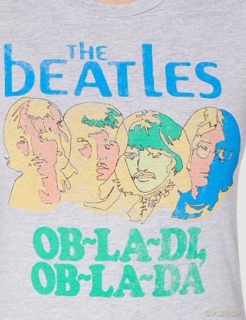 The Beatles: Ladies T-Shirt: Vintage Ob La Di (Grey) (Back Print) (Small)