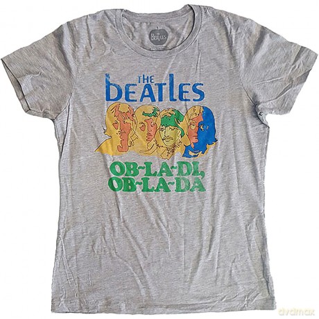 The Beatles: Ladies T-Shirt: Vintage Ob La Di (Grey) (Back Print) (X-Large)