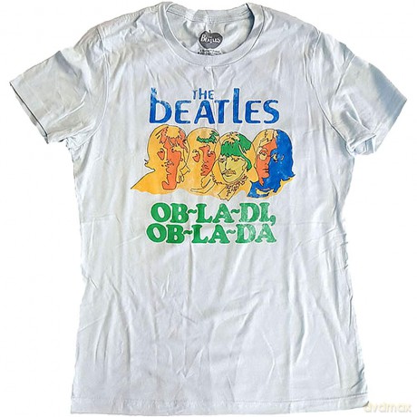 The Beatles: Ladies T-Shirt: Vintage Ob La Di (Pale Blue) (Back Print) (X-Large)