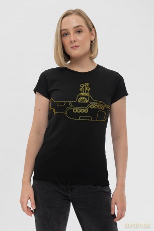 The Beatles: Ladies T-Shirt: Yellow Submarine (Black) (Embellished) (Medium)