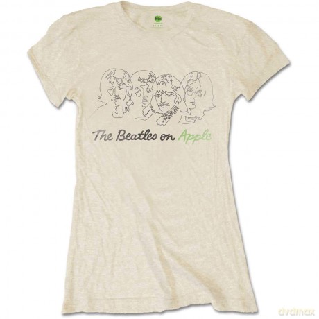 The Beatles: Ladies Tee: Outline Faces on Apple (Medium)
