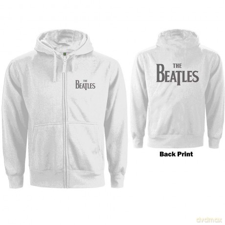 The Beatles: Ladies Zipped Hoodie: Drop T Logo (White) (Back Print) (Medium)