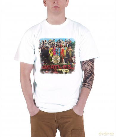 The Beatles: Men's Premium Tee: Sgt Pepper with Back Printing (Medium)