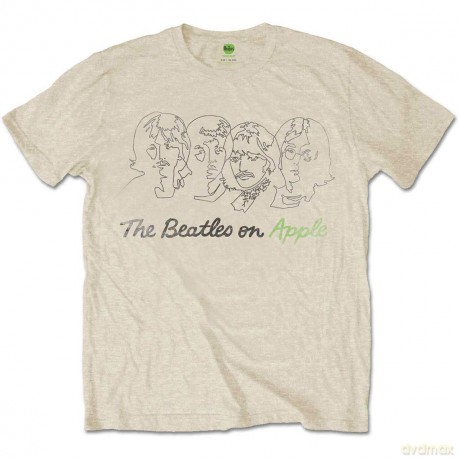 The Beatles: Men's Tee: Outline Faces on Apple (Medium)