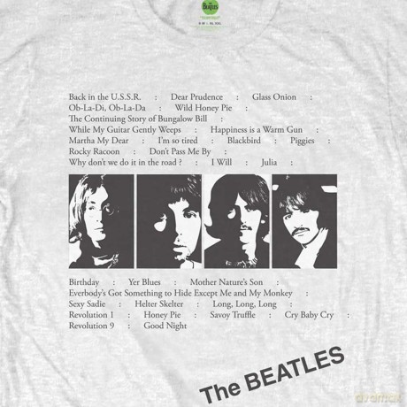The Beatles: Men's Tee: White Album Tracks (Back Print) (Large)