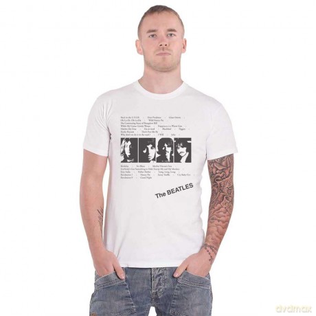 The Beatles: Men's Tee: White Album Tracks (Back Print) (Small)