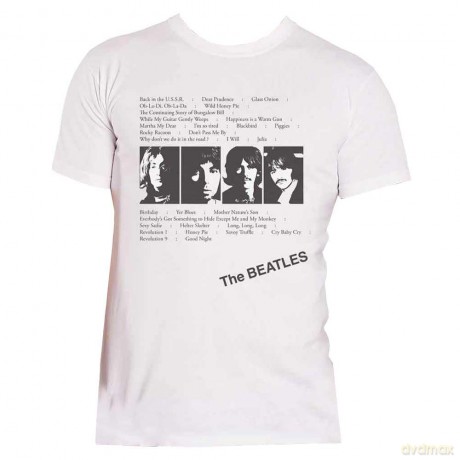 The Beatles: Men's Tee: White Album Tracks (Back Print) (Small)