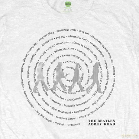 The Beatles: Mens Tee: Abbey Road Songs Swirl (Small)