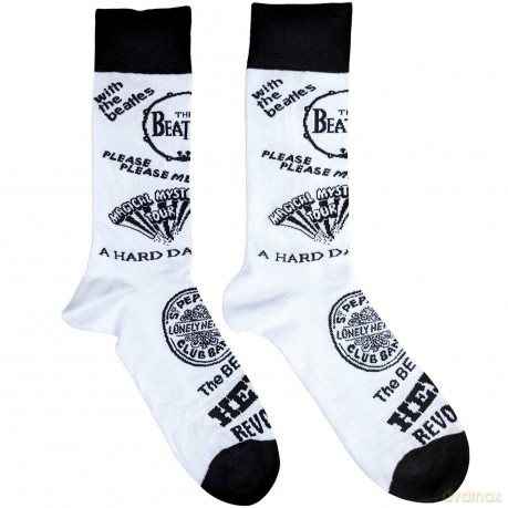 The Beatles: Unisex Ankle Socks: Albums Monochrome (White) (UK Size 7 - 11)