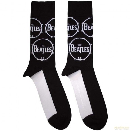 The Beatles: Unisex Ankle Socks: Drum Logo Repeat (Black) (UK Size 7 - 11)