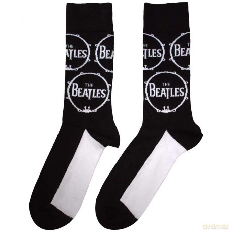 The Beatles: Unisex Ankle Socks: Drum Logo Repeat (Black) (UK Size 7 - 11)