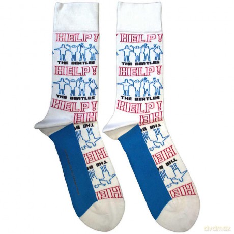 The Beatles: Unisex Ankle Socks: Help! Outlines Repeat (White) (UK Size 7 - 11)