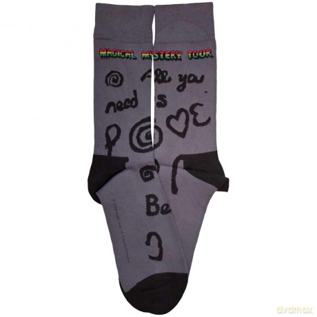 The Beatles: Unisex Ankle Socks: Magical Mystery Tour All You Need Is Love (Charcoal Grey) (UK Size 7 - 11)