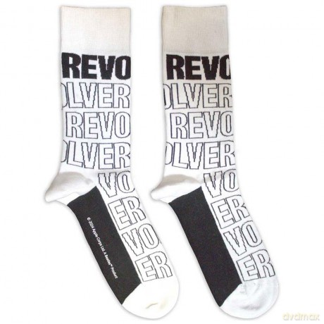 The Beatles: Unisex Ankle Socks: Revolver Text Outlines Repeat (White) (UK Size 7 - 11)