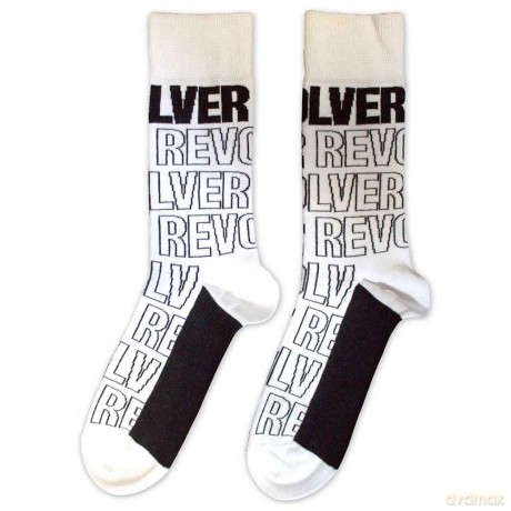 The Beatles: Unisex Ankle Socks: Revolver Text Outlines Repeat (White) (UK Size 7 - 11)