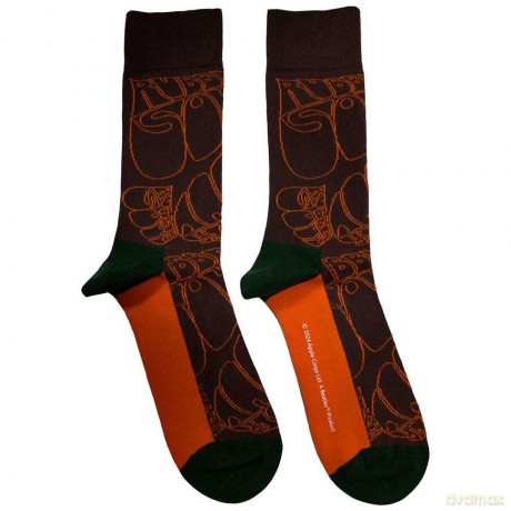 The Beatles: Unisex Ankle Socks: Rubber Soul Text Outlines Repeat (Brown) (UK Size 7 - 11)