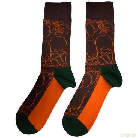 The Beatles: Unisex Ankle Socks: Rubber Soul Text Outlines Repeat (Brown) (UK Size 7 - 11)