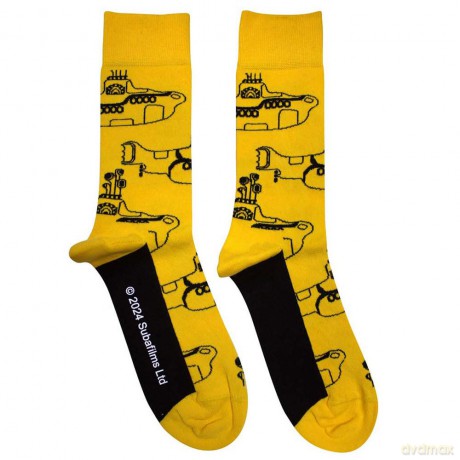 The Beatles: Unisex Ankle Socks: Sub Outline Repeat (Yellow) (UK Size 7 - 11)