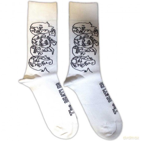 The Beatles: Unisex Ankle Socks: White Album Faces Outlines (White) (UK Size 7 - 11)