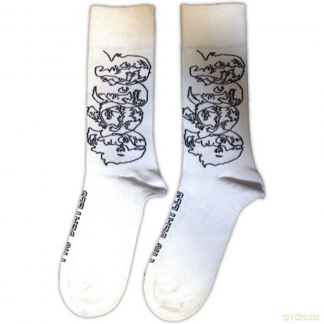 The Beatles: Unisex Ankle Socks: White Album Faces Outlines (White) (UK Size 7 - 11)