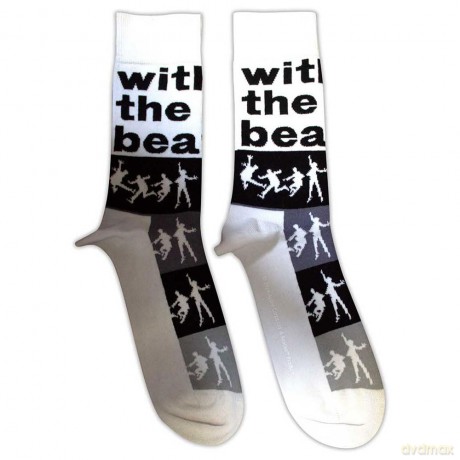 The Beatles: Unisex Ankle Socks: With Silhouette Stripes (White) (UK Size 7 - 11)