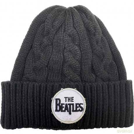 The Beatles: Unisex Beanie Hat: Drum Logo (Black) (Cable Knit)