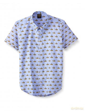 The Beatles: Unisex Casual Shirt: Yellow Submarine (Oxford Blue) (All Over Print) (Medium)