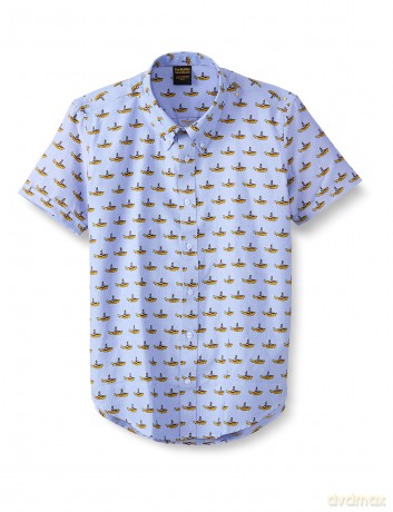 The Beatles: Unisex Casual Shirt: Yellow Submarine (Oxford Blue) (All Over Print) (XX-Large)