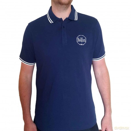 The Beatles: Unisex Polo Shirt: Drum Logo (Navy Blue) (Small)