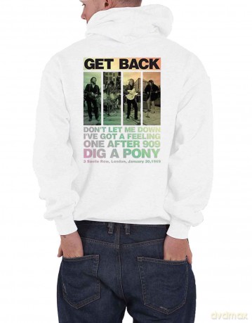 The Beatles: Unisex Pullover Hoodie: 3 Savile Row (White) (Back Print) (Small)